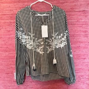 Long sleeve gingham Zara blouse